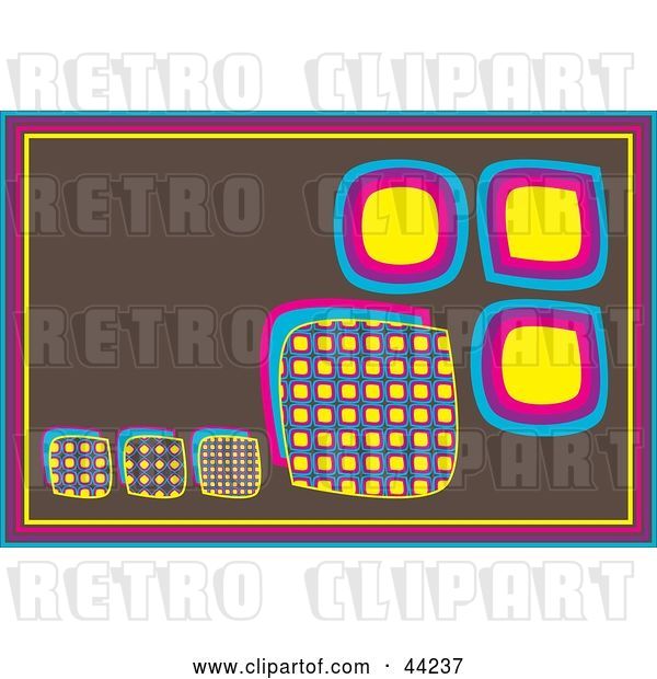 Vector Clip Art of Retro Brown Website Background of Colorful Boxes
