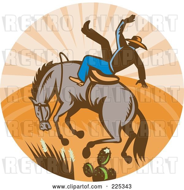 Vector Clip Art of Retro Bull and Cowboy Rodeo Logo