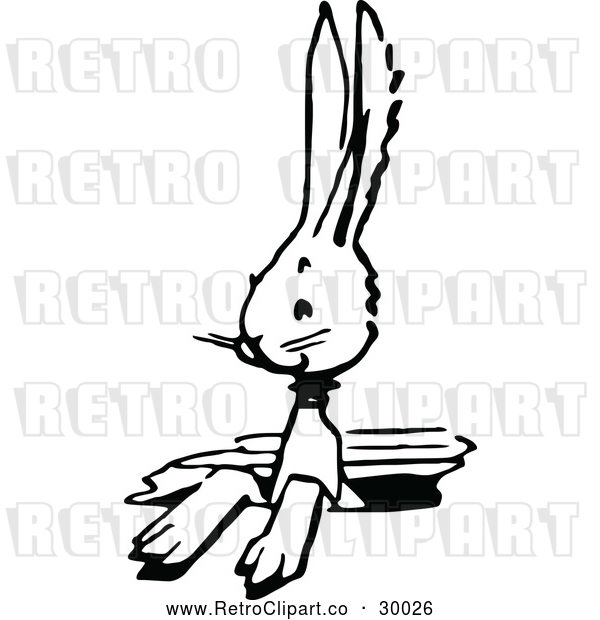Vector Clip Art of Retro Bunny in a Hole