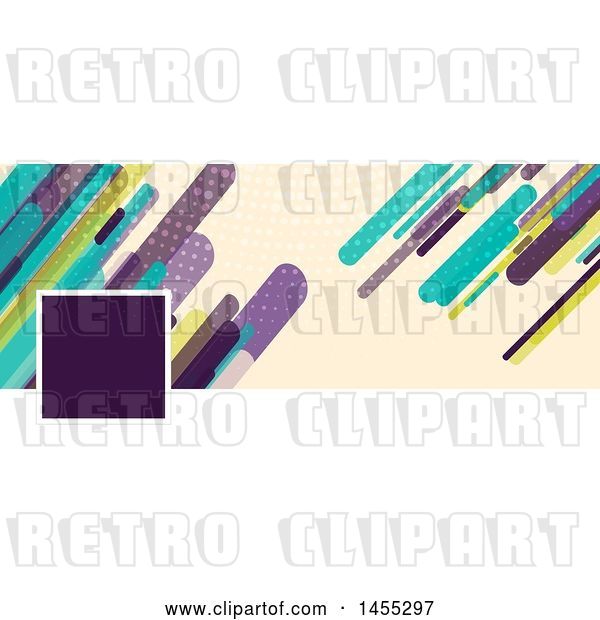 Vector Clip Art of Retro Business Facebook or Website Banner Design with a Space for a Photo or Logo with Colorful Shards on Tan