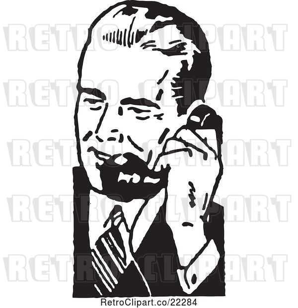 Vector Clip Art of Retro Business Man Using a Phone - 5