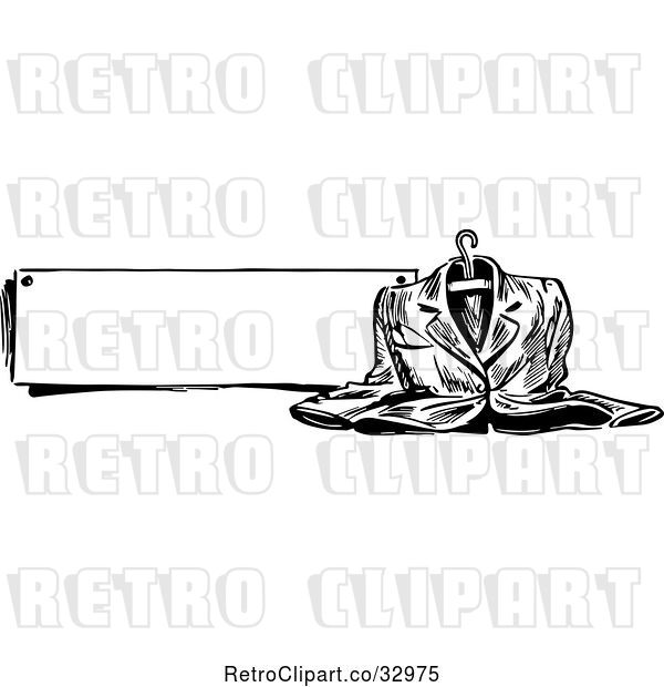 Vector Clip Art of Retro Business Man's Jacket by a Blank Sign
