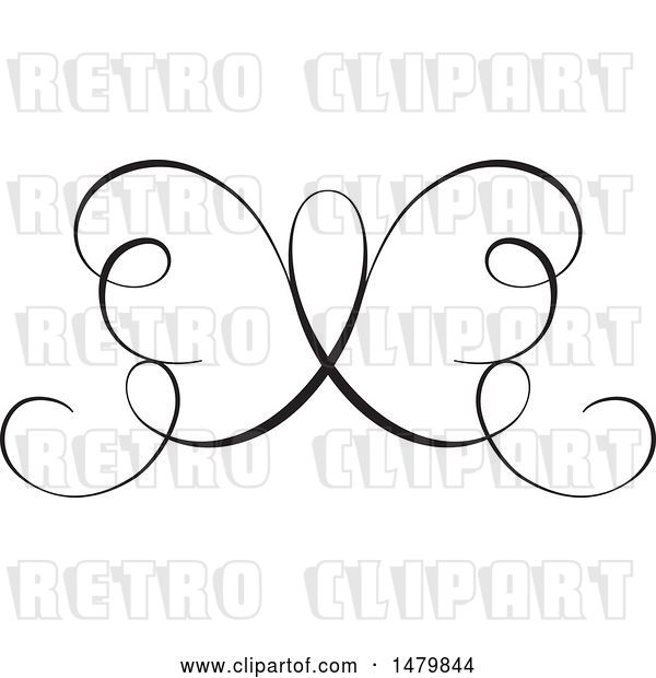 Vector Clip Art of Retro Calligraphic Butterfly Design Element