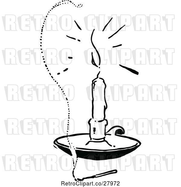 Vector Clip Art of Retro Candle and Smoking Match