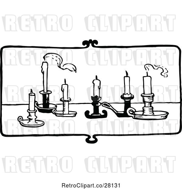 Vector Clip Art of Retro Candles on a Table