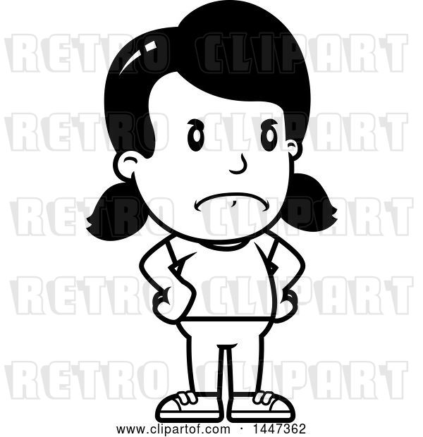 Vector Clip Art of Retro Cartoon Angry Girl with Hands on Her Hips
