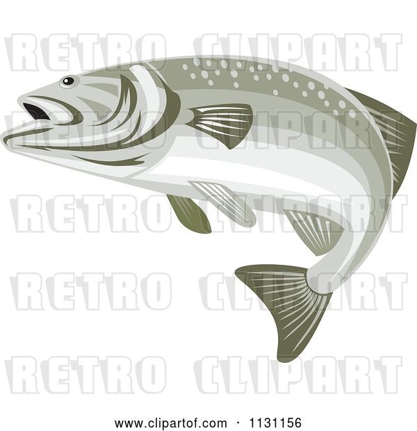 Vector Clip Art of Retro Cartoon Bass Fish Swimming