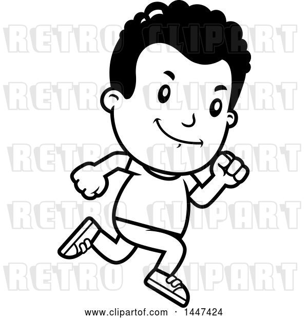 Vector Clip Art of Retro Cartoon Black Boy Running