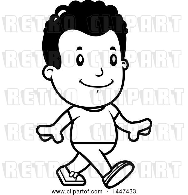 Vector Clip Art of Retro Cartoon Black Boy Walking