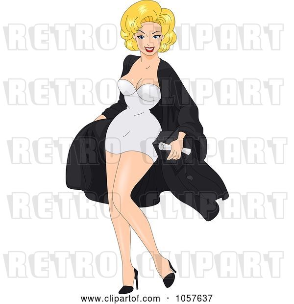 Vector Clip Art of Retro Cartoon Blond Graduation Pinup Lady