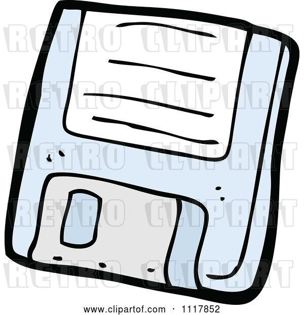 Vector Clip Art of Retro Cartoon Blue Computer Floppy Disk 1
