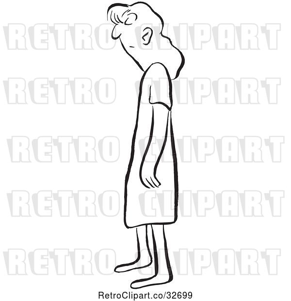 Vector Clip Art of Retro Cartoon Bored Lady Standing