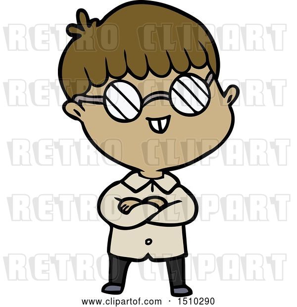 Vector Clip Art of Retro Cartoon Boy Wearing Spectacles
