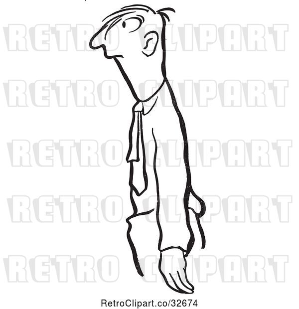 Vector Clip Art of Retro Cartoon Business Man Facing Left