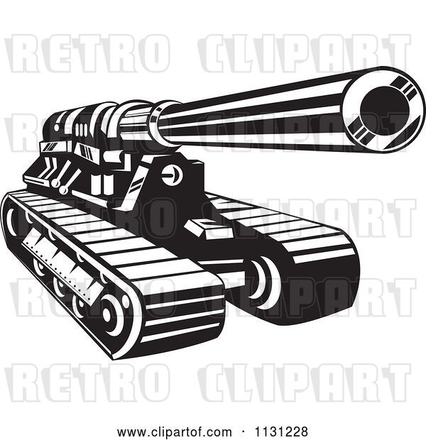 Vector Clip Art of Retro Cartoon Cannon Military Artillery Tank
