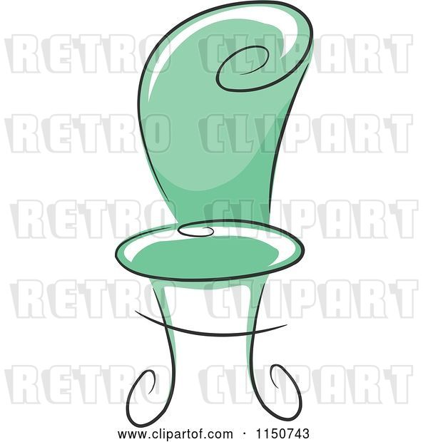 Vector Clip Art of Retro Cartoon Chic Green Chair