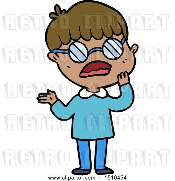 Vector Clip Art of Retro Cartoon Confused Boy Wearing Spectacles