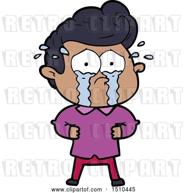 Vector Clip Art of Retro Cartoon Crying Guy with Hands on Hips