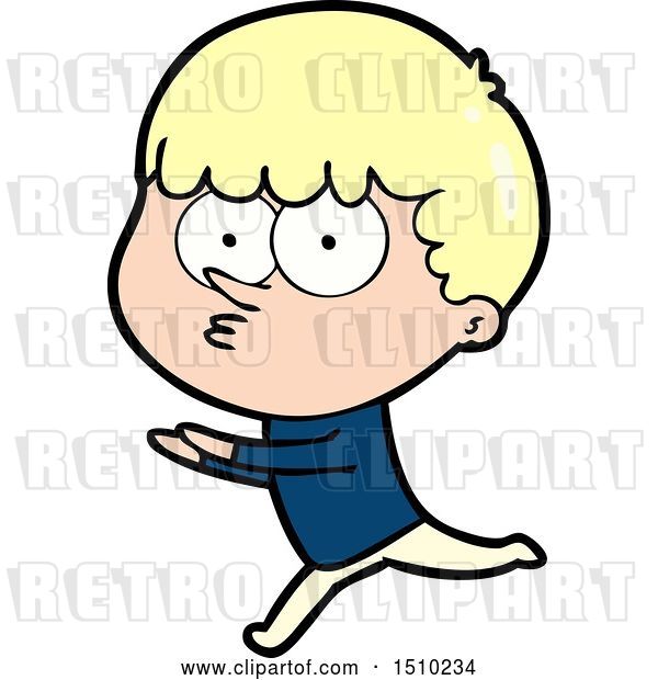 Vector Clip Art of Retro Cartoon Curious Boy Running