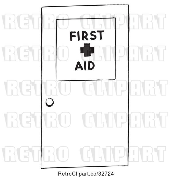 Vector Clip Art of Retro Cartoon First Aid Door