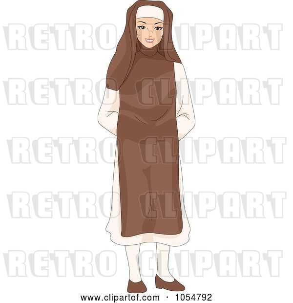 Vector Clip Art of Retro Cartoon Friendly Nun