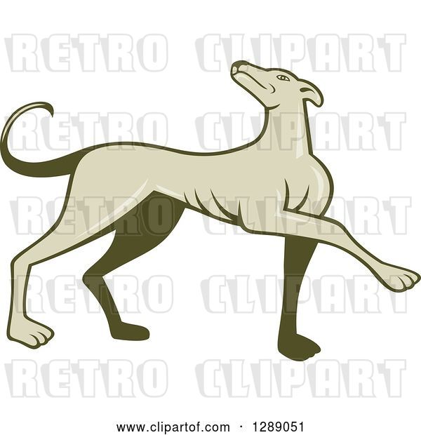 Vector Clip Art of Retro Cartoon Greyhound Dog Marching