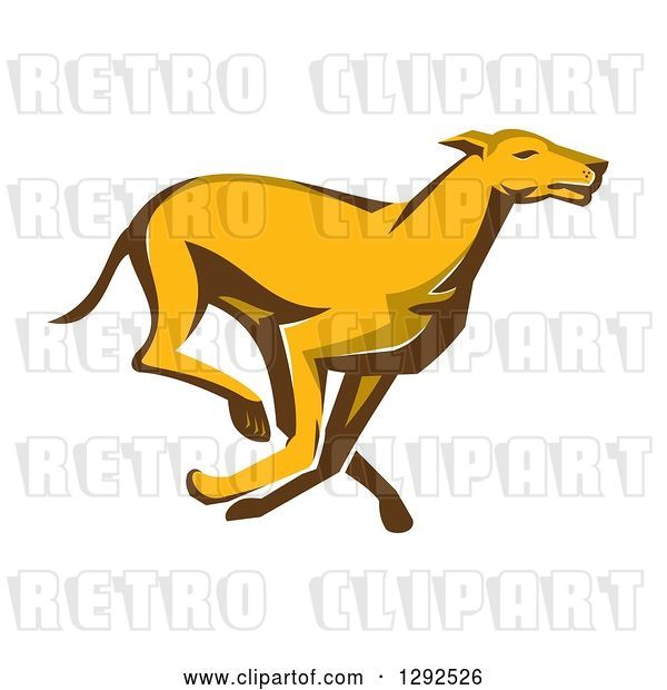 Vector Clip Art of Retro Cartoon Greyhound Dog Running