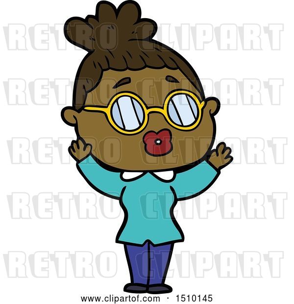 Vector Clip Art of Retro Cartoon Lady Wearing Spectacles