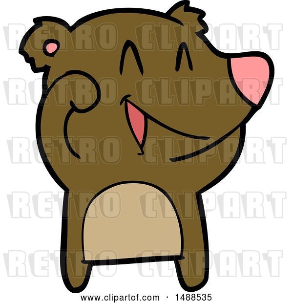 Vector Clip Art of Retro Cartoon Laughing Bear Cartoon