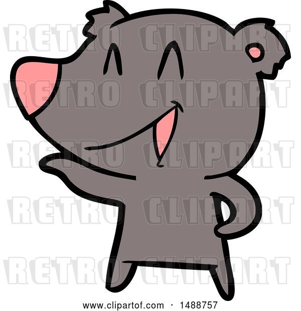 Vector Clip Art of Retro Cartoon Laughing Bear Cartoon