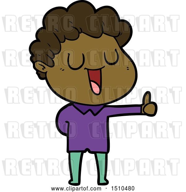 Vector Clip Art of Retro Cartoon Laughing Guy Giving Thumbs up Sign