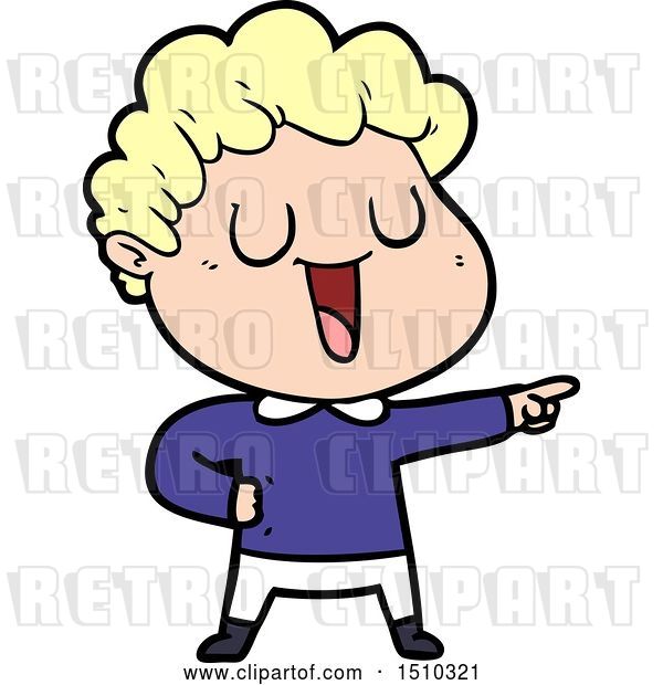 Vector Clip Art of Retro Cartoon Laughing Guy Pointing
