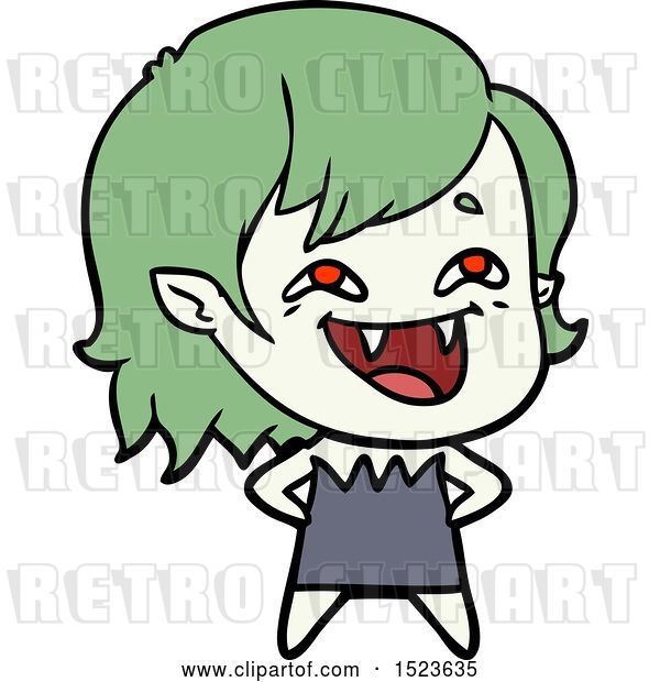 Vector Clip Art of Retro Cartoon Laughing Vampire Girl