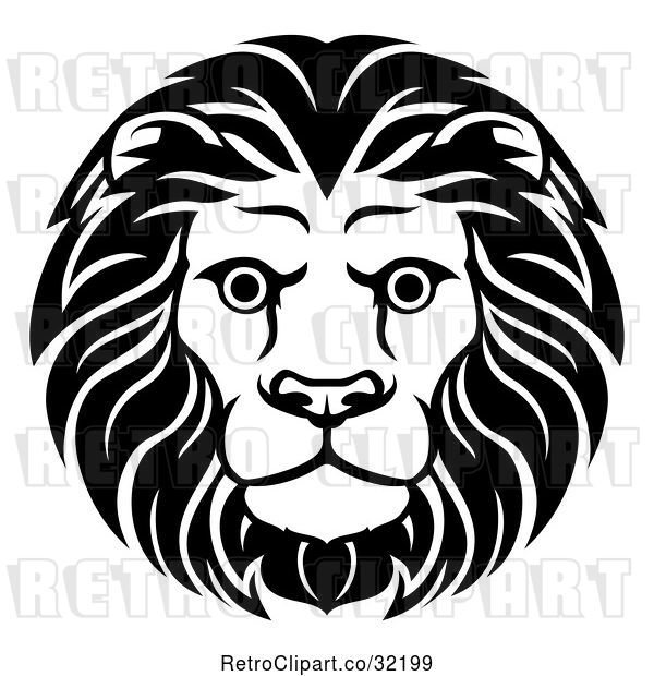 Vector Clip Art of Retro Cartoon Male Lion Head
