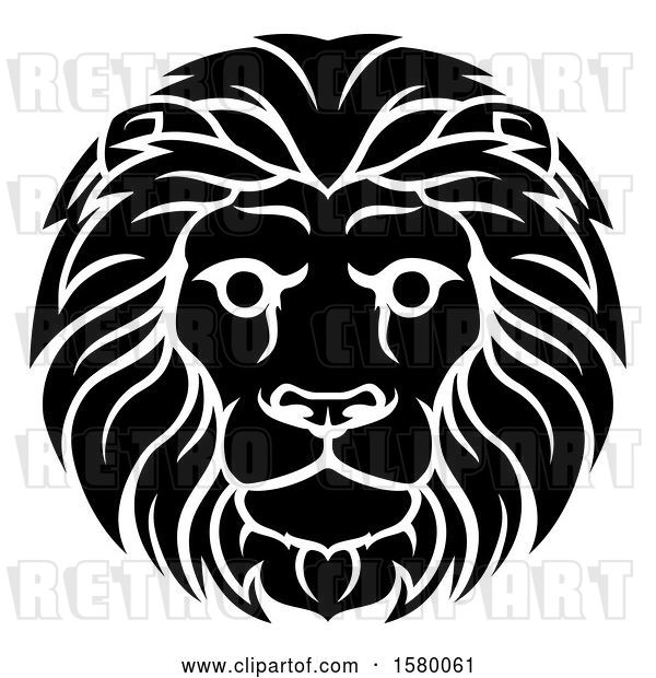 Vector Clip Art of Retro Cartoon Male Lion Leo Head