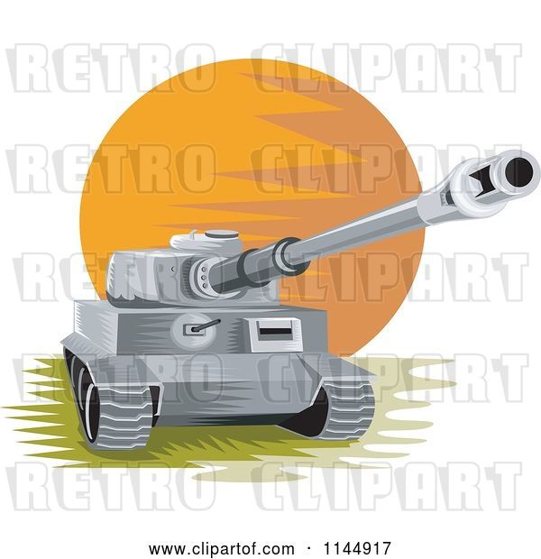 Vector Clip Art of Retro Cartoon Military Tank 1