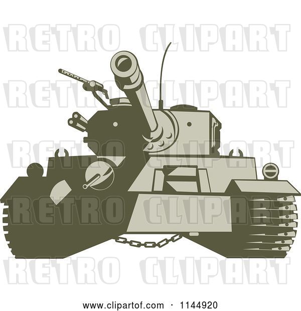 Vector Clip Art of Retro Cartoon Military Tank 4