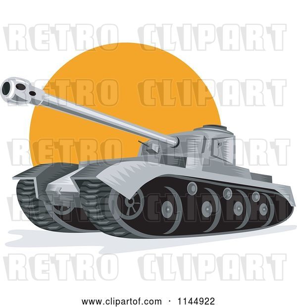 Vector Clip Art of Retro Cartoon Military Tank 6