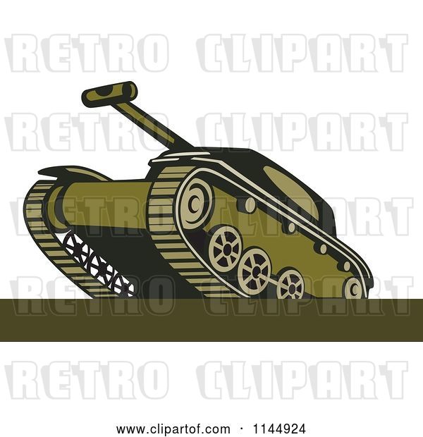 Vector Clip Art of Retro Cartoon Military Tank 7