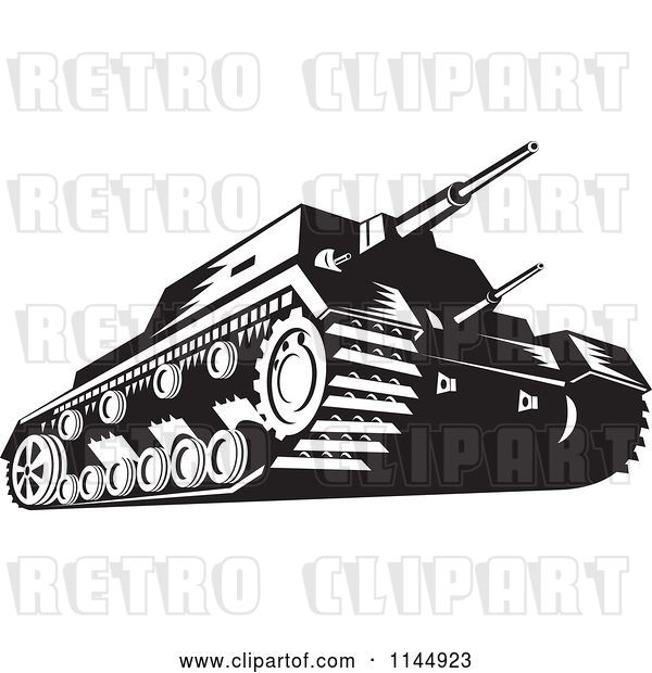 Vector Clip Art of Retro Cartoon Military Tank in