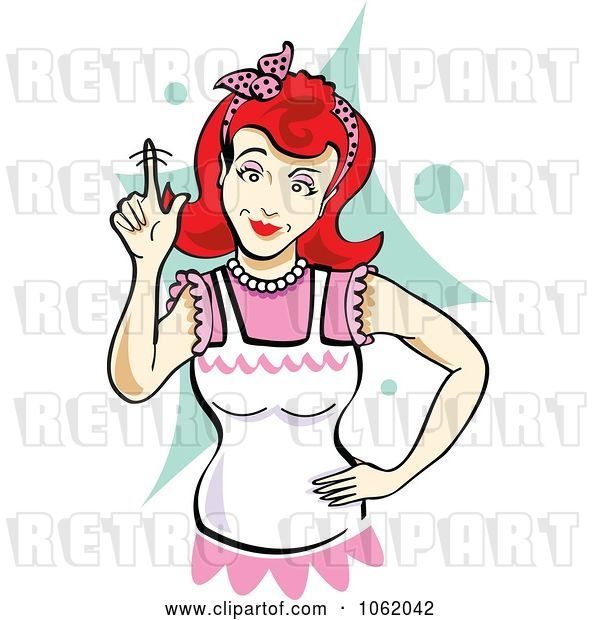 Vector Clip Art of Retro Cartoon Mother Wagging Her Finger