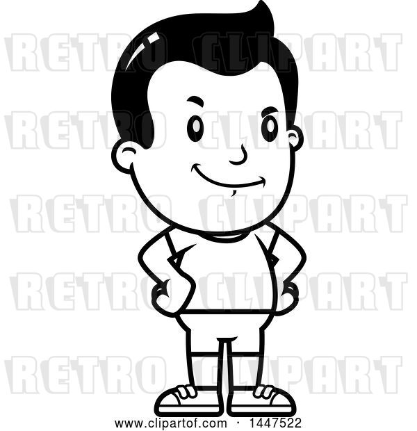Vector Clip Art of Retro Cartoon Proud Boy in Shorts