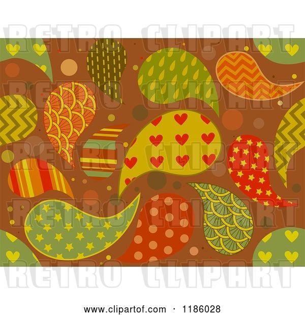 Vector Clip Art of Retro Cartoon Seamless Background of Patterned Paisleys