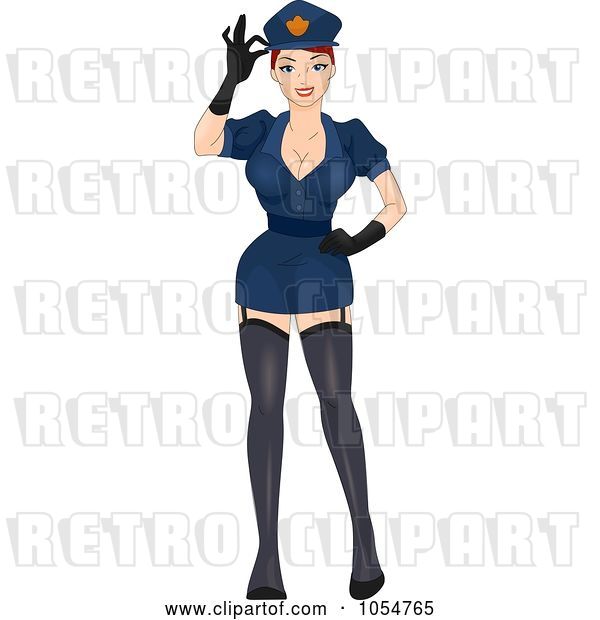 Vector Clip Art of Retro Cartoon Sexy Female Police Officer Pinup
