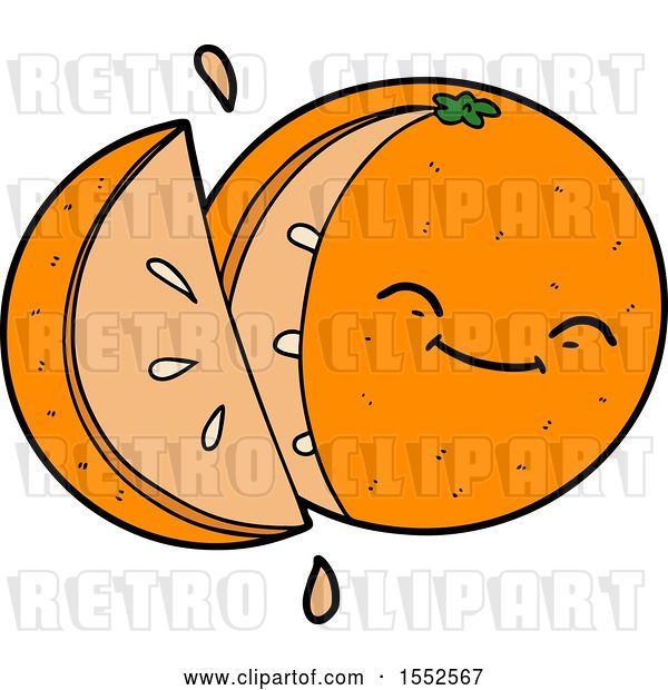 Vector Clip Art of Retro Cartoon Sliced Orange