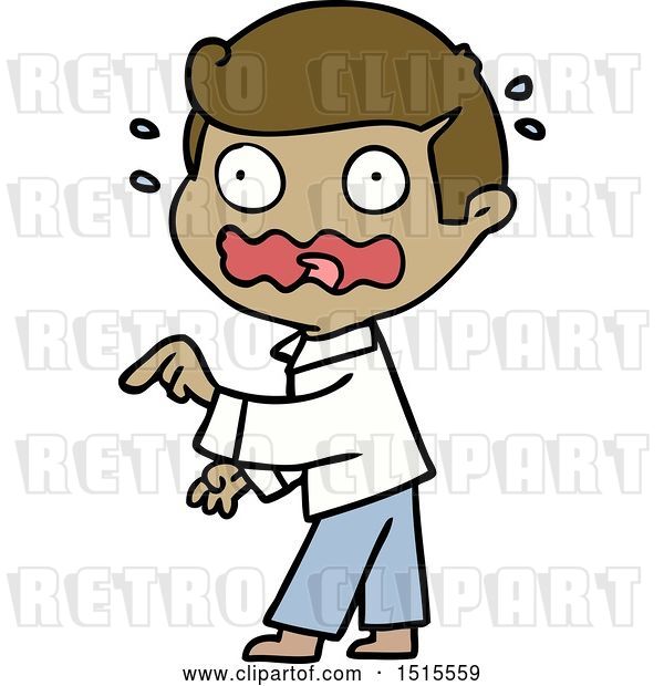 Vector Clip Art of Retro Cartoon Stressed out Pointing