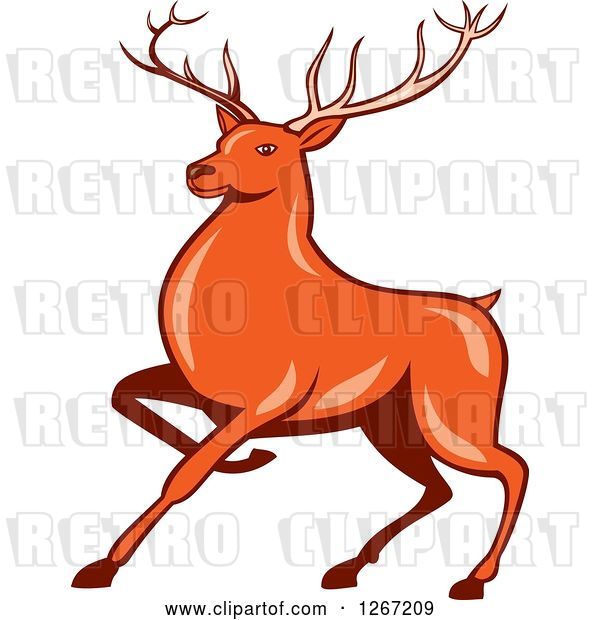 Vector Clip Art of Retro Cartoon Styled of a Marching Deer