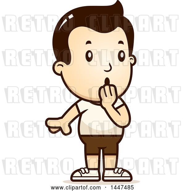 Vector Clip Art of Retro Cartoon Surprised Gasping White Boy in Shorts