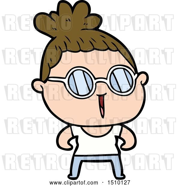 Vector Clip Art of Retro Cartoon Tough Lady Wearing Spectacles