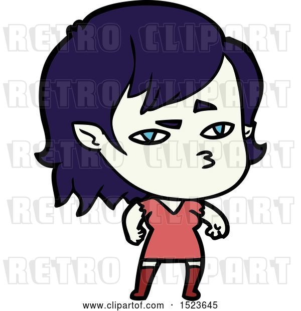 Vector Clip Art of Retro Cartoon Vampire Girl